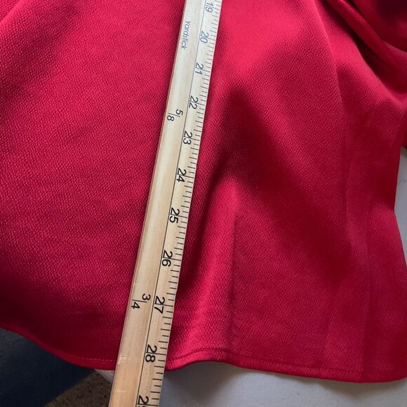 Liz Claiborne 4X Red Long Sleeve Blouse Top Overlay Ruffle Satin Old Money - Picture 10 of 13